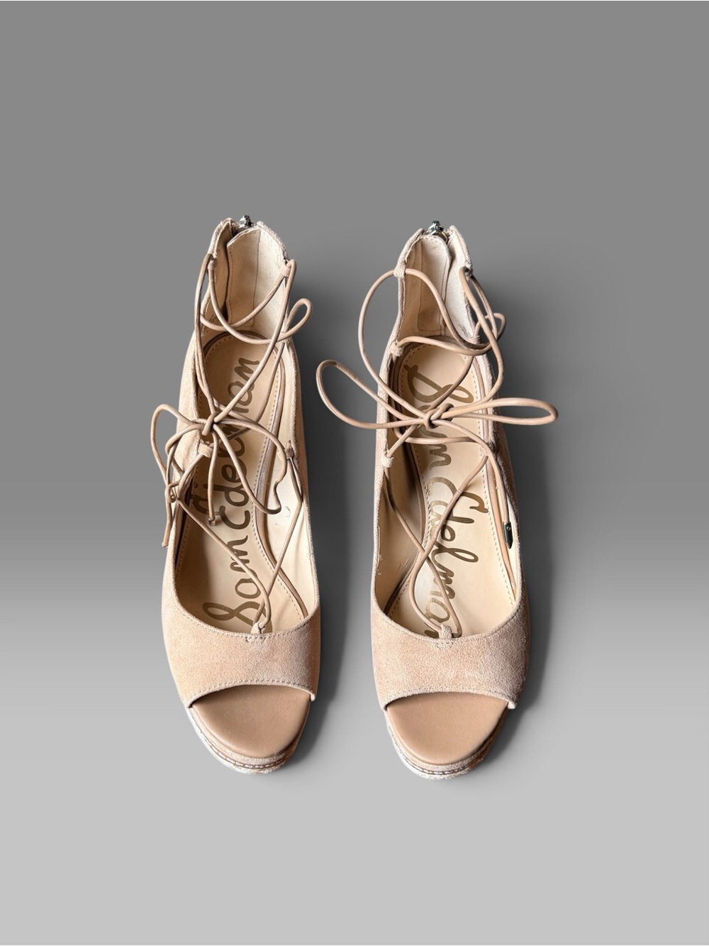 Sam Edelman Harriet Lace-Up Suede Wedge Sandals. New without Tags